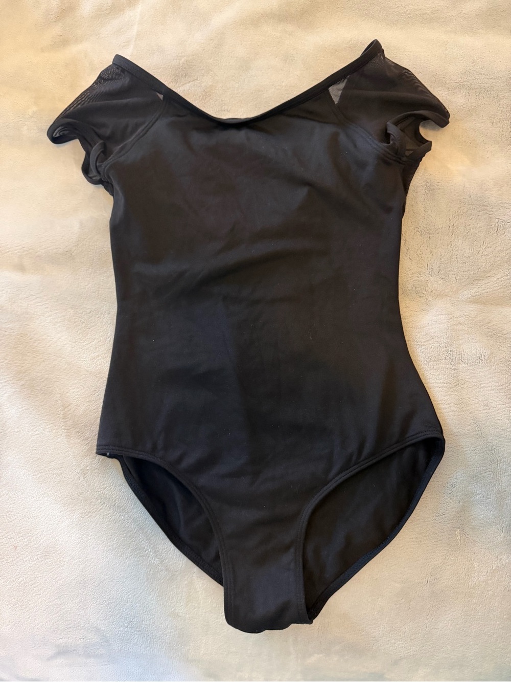 Mirella Black Short Sleeve Dance One-Piece